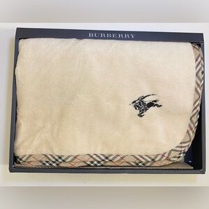 Burberry Beige Blanket with Checkered Trim NWOT (Size 56”X28”)